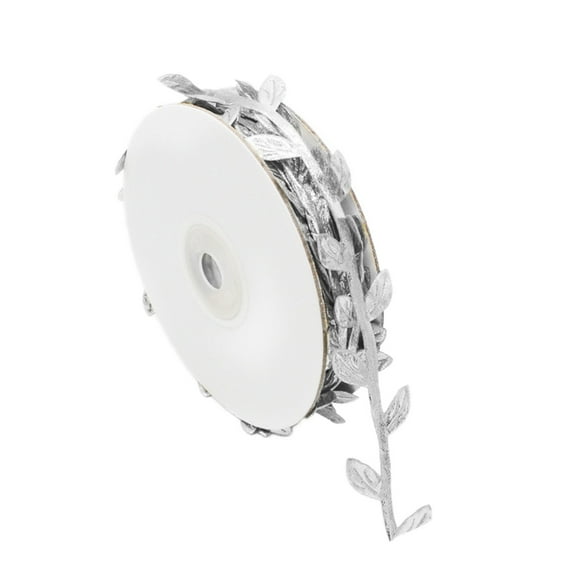 HAZIUA Leaf Color Leaf Wreath Accessories Decorative Cloth Flower Rattan 10m Roll 3.9*3.9 in Silver