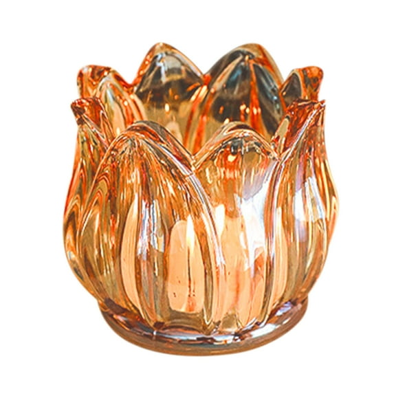 HAZIUA Under $10 Glass Small Candle Holder Vintage Transparent Teal Table Candle Ornament Flower Shape A
