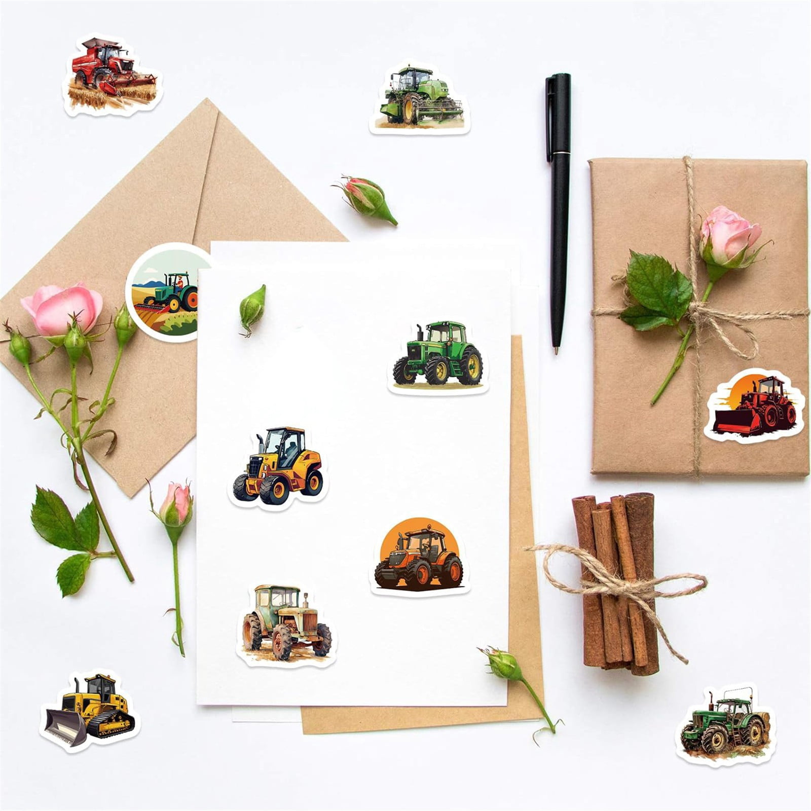 HAZIUA Under $5 500PCS Tractor Sticker Roll 10 Styles Farmer Stickers ...