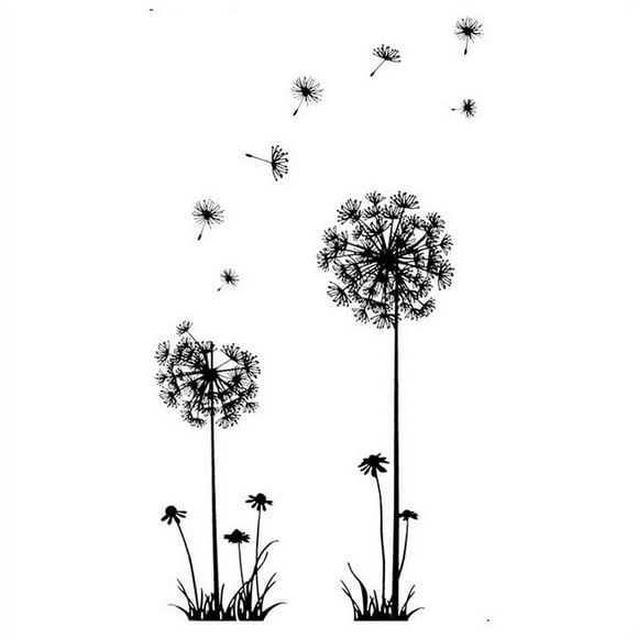 HAZIUA Under $5 Black Creative PVC Dandelion Flower Plant Tree Large Removable Home Wall Decal S As shown