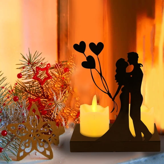 HAZIUA Wedding Decoration Props Candlestick Decoration Valentine's Day Proposal Hug Confessions Atmosphere Candle Lamp Gift 11.8*8.7 in B