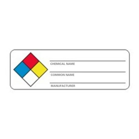 HAZMAT 4-Colors Label, Chemical Name, Common Name, Mfr, 1" x 3", Disp Box - 500