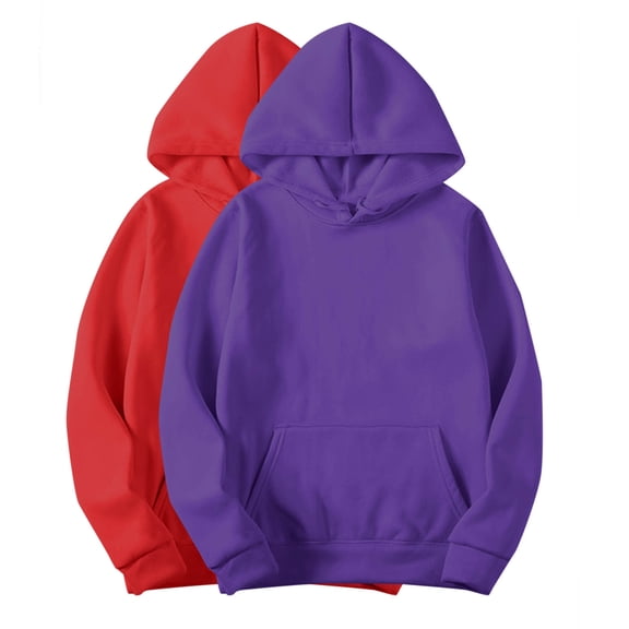 HAiming 2 Pack Women's Classic Hoodies Solid Color Long Sleeve Sweatshirts Plus Size Casual Pullover Tops with Pockets