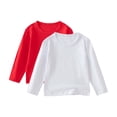 thumbnail image 1 of HAiming 2 Packs Kids Basic Cotton Sweatshirts Casual Long Sleeve Soft T-Shirt Crew Neck Solid Color Tee Tops, 1 of 5