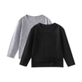thumbnail image 1 of HAiming 2 Packs Kids Basic Cotton Sweatshirts Casual Long Sleeve Soft T-Shirt Crew Neck Solid Color Tee Tops, 1 of 5