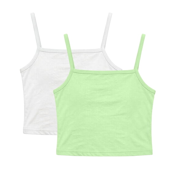HAiming 2 Park Girls Tank Tops Summer Lightweight Breathable Crop Tops Vacation T Shirts Loose Solid Color Casual Classic Blouses