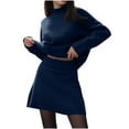 thumbnail image 1 of HAiming 2 Piece Sets for Women Long Sleeve Crew Neck Pullover Sweater Top Knitted Mini Solid Skirt Outfit, 1 of 8