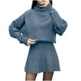 thumbnail image 1 of HAiming 2 Piece Sets for Women Long Sleeve Trutleneck Pullover Sweater Top Knitted Mini Skirt Cute Outfit, 1 of 8