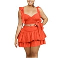 thumbnail image 1 of HAiming 2 Piece Sets for Women Ruffle Crop Tank Top with Layered Mini Skirt Club Vacation Cute Outfits, 1 of 8