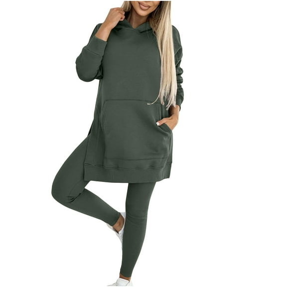 HAiming 2 Piece Sweatsuit Sets for Women Plus Size Long Sleeve Hoodies and Leggings Casual Lounge Outfits with Pocket