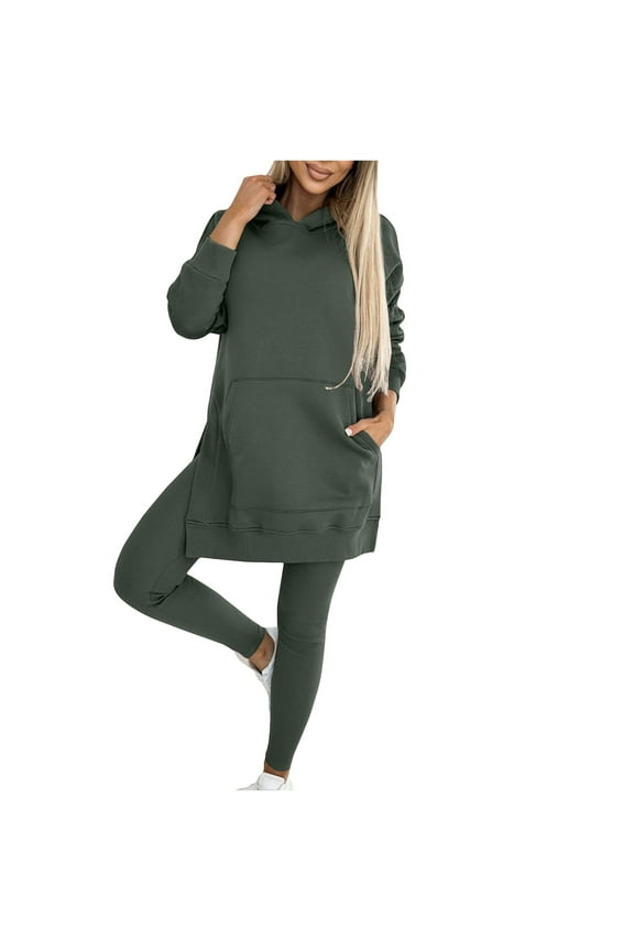 2 Piece Sweatsuit Sets for Women Plus Size Long Sleeve Hoodies and Leggings Casual Lounge Outfits with Pocket
