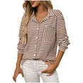 thumbnail image 1 of HAiming 3/4 Length Striped Button Blouses for Women Casual Long Sleeve Collared Office Work Dress Shirt with Pocket, 1 of 5