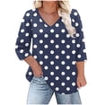 thumbnail image 1 of HAiming 3/4 Sleeve Plus Size Womens Tops Polka Dots V Neck Tunic Shirts Dressy Casual Cute Outfits, 1 of 6
