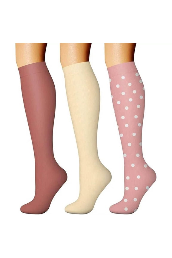 3 Pairs Cotton Thermal Socks for Women Knee High Fall Winter Warm for Running Riding Athletic Sockings
