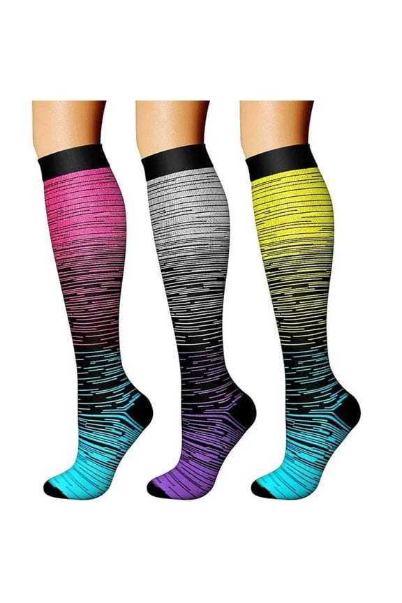 3 Pairs Cotton Thermal Socks for Women Knee High Fall Winter Warm for Running Riding Athletic Sockings