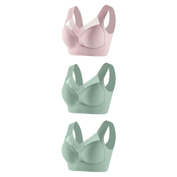 HAiming 3PC Sports Bra for Women No Underwire Plus Size Breathable Comfort Gathering Adjustable Underwear Everyday Bra
