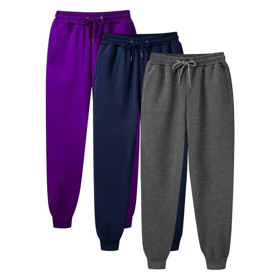 HAiming 3PC Women's Plus Size Sweatpants Drawstring Elastic Waist Pants Casual Fleece Loose Jogger Trouser with Pocket
