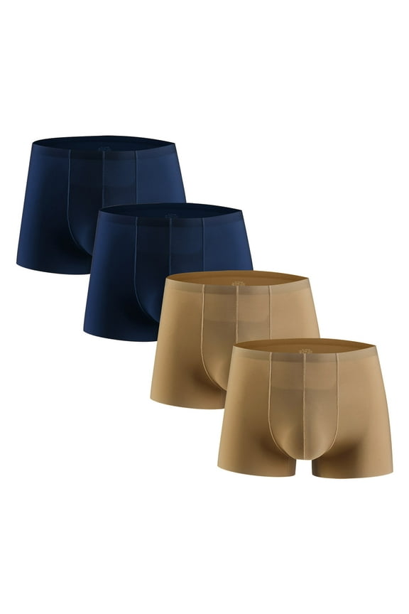 4PCS Underwear for Men Seamless Breathable Quick Dry Casual Boxer Solid Color Briefs Soft Everyday Underpant