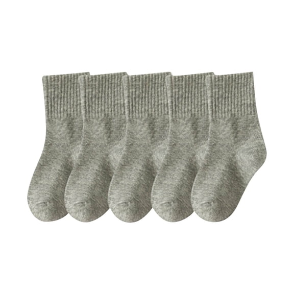 HAiming 5 Pairs Crew Socks for Boys Girls Cotton Mid Tube Solid Color Soft Comfy Athletic Casual Sock