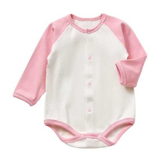 HAiming Baby Boy Girl Color Block Cotton Romper Long Sleeve Round Neck Bodysuit Newborn Soft Outfits Clothes