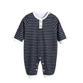 thumbnail image 1 of HAiming Baby Boys Girls Striped Jumpsuit Long Sleeve Button Loose Casual Trendy Snowsuit Fall Winter Outdoors Clothes, 1 of 5