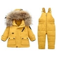 thumbnail image 1 of HAiming Baby Boys Girls Winter Two-Piece Suit Thickened Long Sleeve Zipper Hooded down Jacket Strap Pants Warm Oufits, 1 of 3