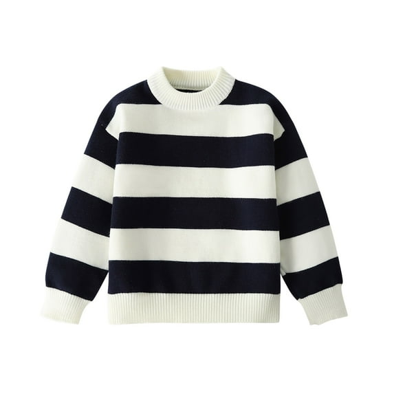 HAiming Baby Boys Striped Sweaters Casual Long Sleeve Crew Neck Knit Pullover Toddler Tops for Kids