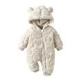 thumbnail image 1 of HAiming Baby Girl Fuzzy Hooded Ear Romper Zip Long Sleeve Jumpsuit Outfit Thickened Winter Warm Clothes, 1 of 9