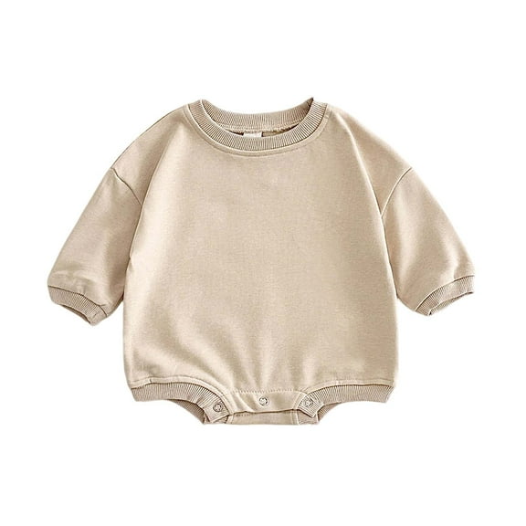 HAiming Baby Girl Oversized Sweatshirt Romper Long Sleeve Crewneck Solid Color Jumpsuit Warm Fall Winter Clothes