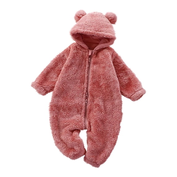 HAiming Baby Girl Snowsuits Thick Fleeced Romper Zip Long Sleeve Snowsuit Hooded Jumpsuits Outwear Outfits