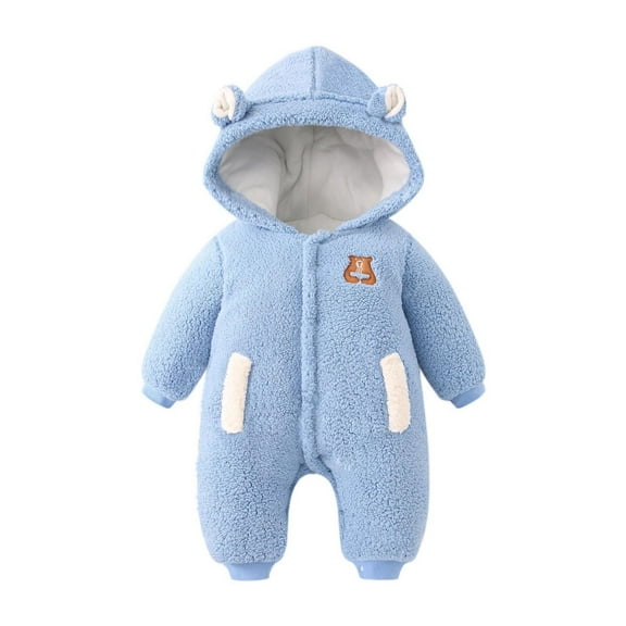 HAiming Baby Newborn Padded Romper Winter One-Piece Soft Warm Button Hooded Jumpsuit Outwear Outfits for Girls Boys