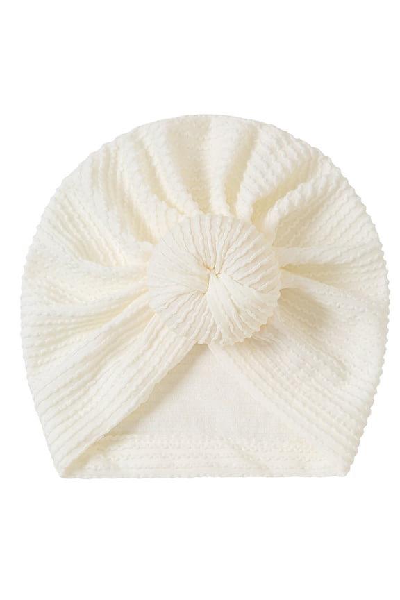 Baby Striped Knit Bonnet Head Wrap Pullover Scarf Knot Breathable Soft Comfy Caps for Girls