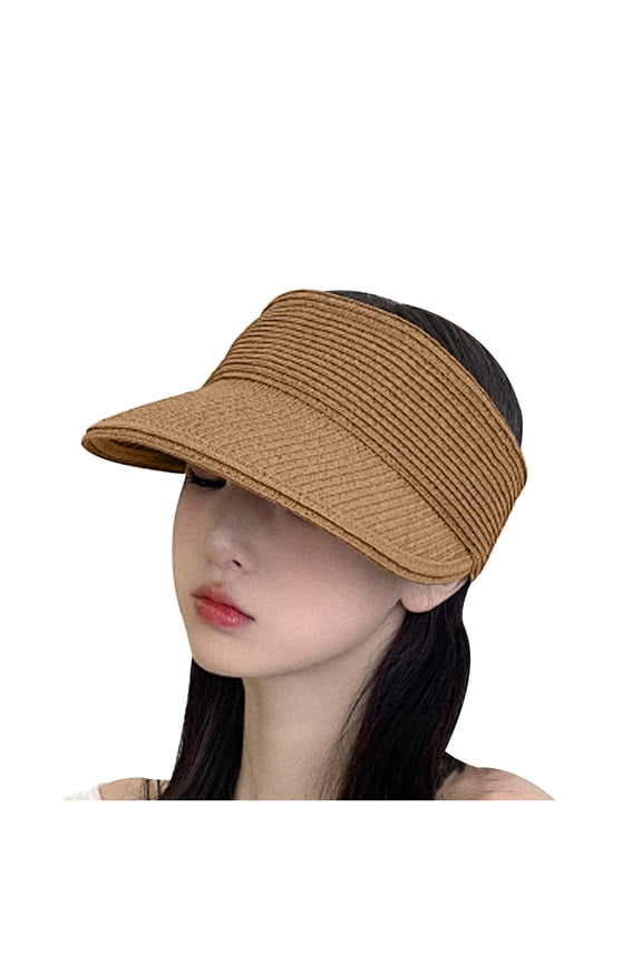 Beach Hats for Women Wide Brim Straw Visor Hats UV Sun Protection Ponytail Packable Summer Floppy Hat UPF 50+