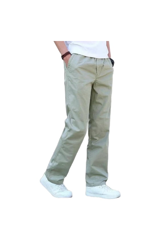Big and Tall Men's Pants Elastic Waist Solid Color Trousers Casual Loose Fashion Clothes with Pockets