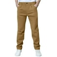 thumbnail image 1 of HAiming Boys Dress Cargo Golf Pants School Uniform Casual Wide Straight Leg Adjustable Waist Button Closure Trousers, 1 of 8