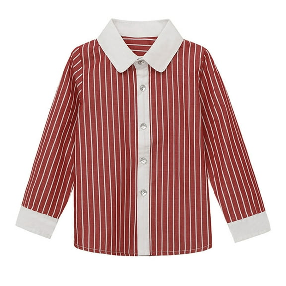 HAiming Boys Girls Button down Shirts Casual Striped Long Sleeve Collared Tshirts 2025 Trendy Kids Blouses Jackets