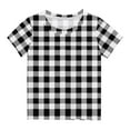 thumbnail image 1 of HAiming Boys Girls Classic Plaid Short Sleeve T Shirts Kids Casual Round Neck Tunic Tops Summer Loose Pullover Blouses, 1 of 5
