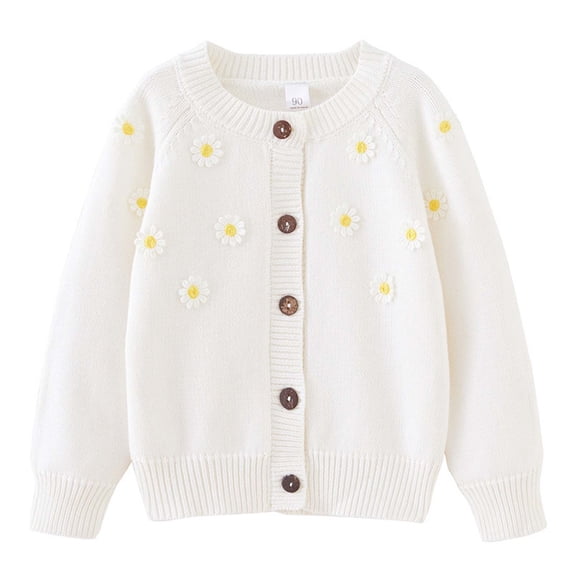 HAiming Boys Girls Cotton Graphic Knitted Cardigan Long Sleeve Button Front Sweater Toddler Kids Cute Outdoor Sweaters
