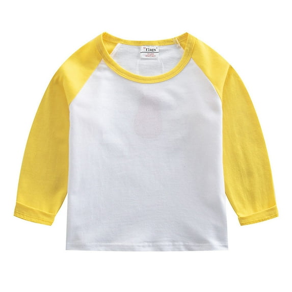 HAiming Boys Girls Cotton Long Sleeve T Shirt Kids Crewneck Blouse Short Casual Color Block Tops Basic Tee