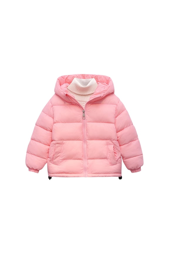 Boys Girls Cotton Padded Hooded Jacket Zip up Long Sleeve Drawstring Winter Warm Fall Trendy Clothes