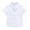 thumbnail image 1 of HAiming Boys Girls Cotton Shirts Button down Short Sleeve Kids Bow Tie Solid Color Uniforms School Wedding, 1 of 9