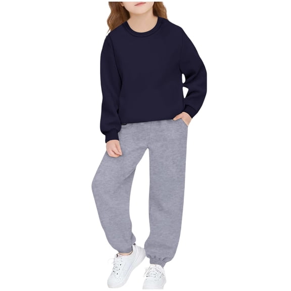 HAiming Boys Girls Cotton Sweatsuit Casual Long Sleeve Pullover Hoodies Jogger Pants Fall Winter Trendy Tracksuit