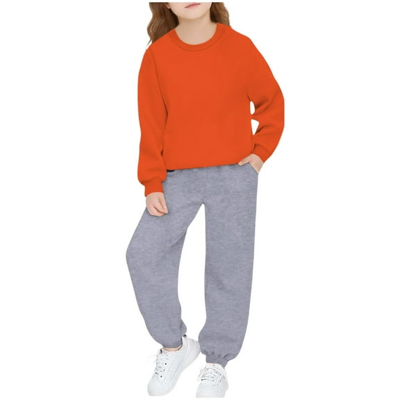 HAiming Boys Girls Cotton Sweatsuit Casual Long Sleeve Pullover Hoodies Jogger Pants Fall Winter Trendy Tracksuit