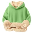 thumbnail image 1 of HAiming Boys Girls Fleece Lined Hoodies Kids Solid Color Long Sleeve Sweatshirt Winter Warm Thicken Pullover Tops, 1 of 3