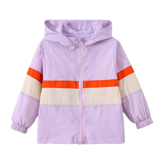 HAiming Boys Girls Lightweight Hooded Jacket Kids Casual Coats Color Block Zipper Fall Outwear Coat with Pockets