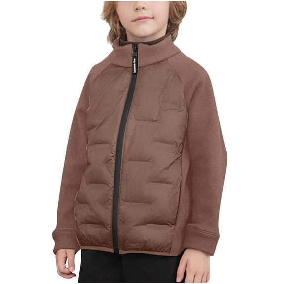 HAiming Boys Girls Puffer Jacket Coat Lightweight Stand Collar Long Sleeve Full Zip Solid Color Winter Warm Outwear