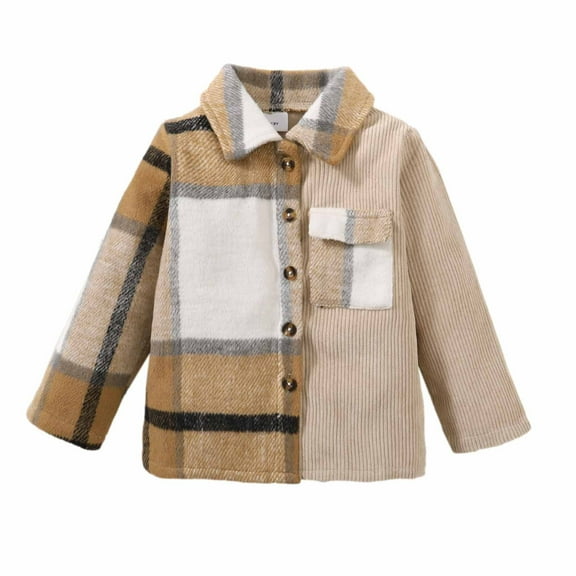 HAiming Boys Girls Shirts Jacket Kids Long Sleeve Plaid Button down Coat Tops Fall Winter Casual Outerwear Clothes