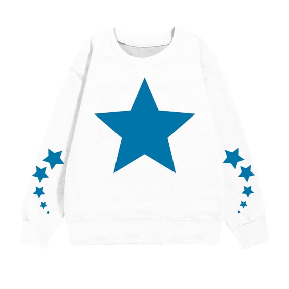 HAiming Boys Girls Star Graphic Sweatshirts Casual Crewneck Long Sleeve Pullover Kids Clothes Basic Tops for Kids