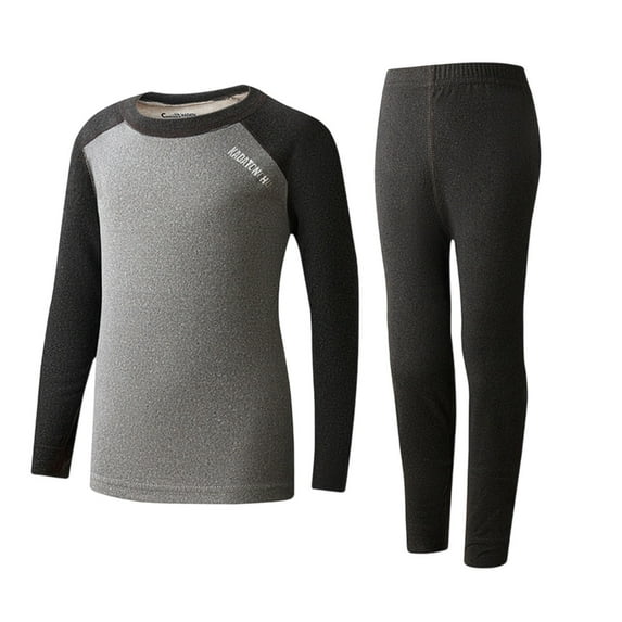 HAiming Boys Girls Thermal Underwear 2 PCS Set Thickened Long Johns Base Layer Kids Color Block Sleepwear