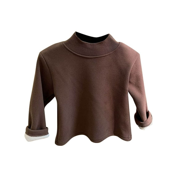 HAiming Boys Girls Turtleneck Long Sleeve Soft T-Shirts Solid Color Warm Tops Fleece Basic Tee for Kids